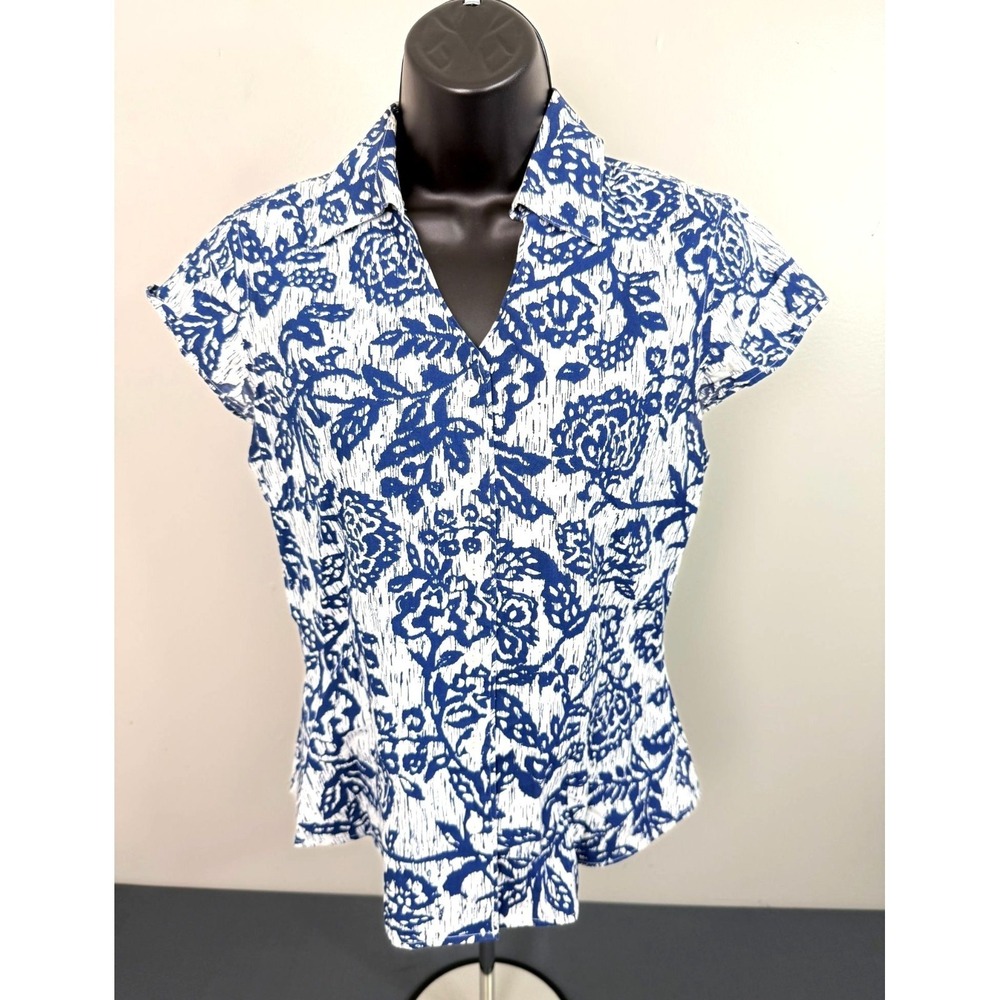 Coldwater Creek Cuff Sleeve Abstract Top Blouse PXS Lightweight
